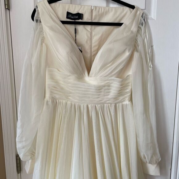 Bridess Ivory Women’s Sheer Long Formal Dress Long Split Sleeves Size 10 - Picture 4 of 16